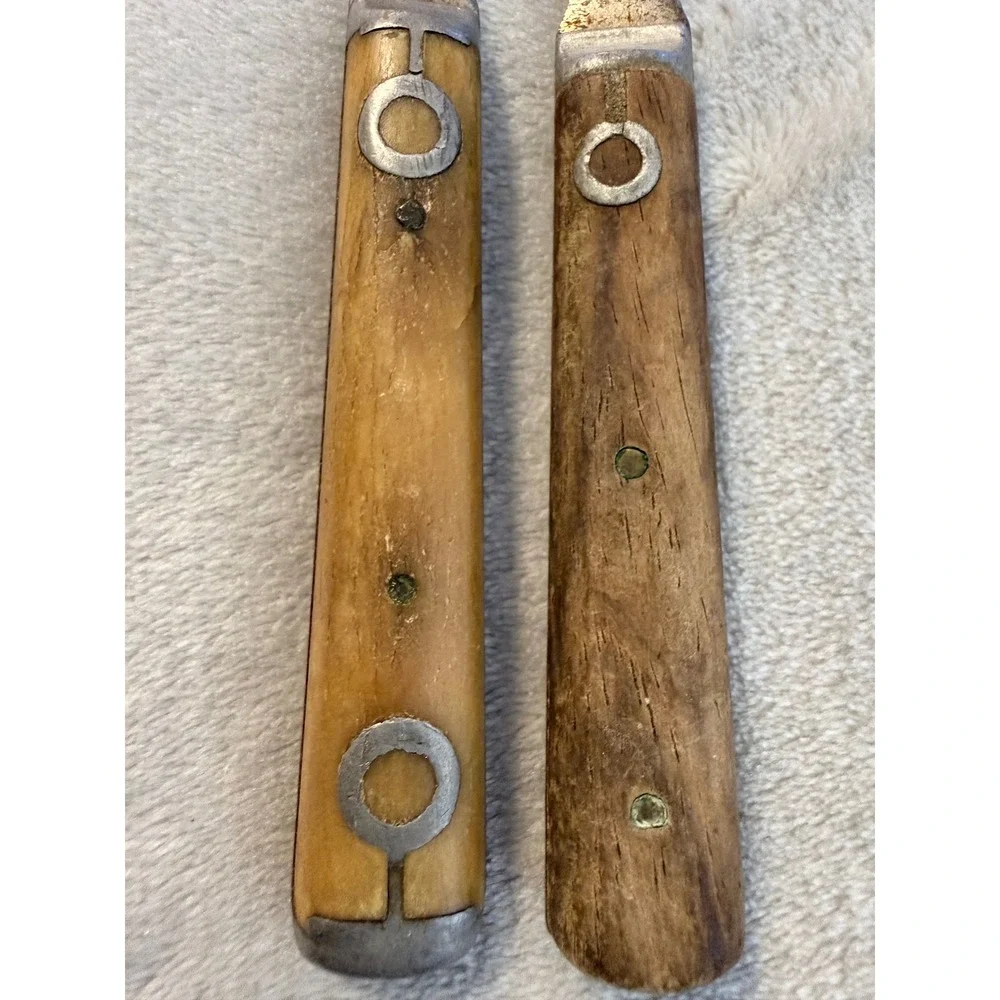 Antique Bone Handle Steel Forks Primitive Rustic Flatware Lot of 2 Different Szs